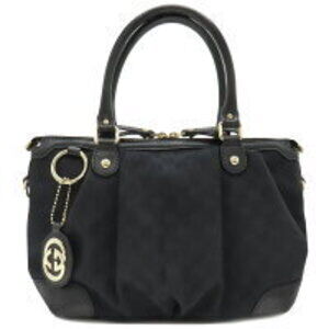 Gucci Sukey Bag Black GG Canvas Shoulder Handbag